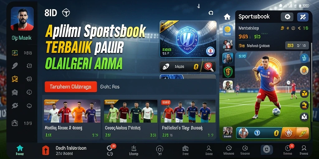Screenshot utama 8ID menampilkan antarmuka aplikasi Sportsbook yang atraktif dan informatif.