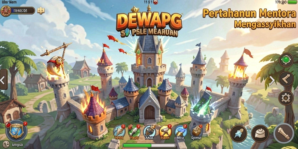 Tangkapan layar DEWAPG menampilkan aksi Tower Defense yang mendebarkan.