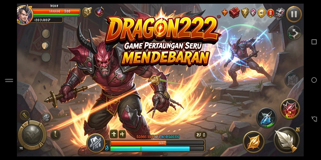 Tangkapan layar gameplay <strong>DRAGON222</strong> menampilkan pertarungan menegangkan antara karakter-karakter kuat.