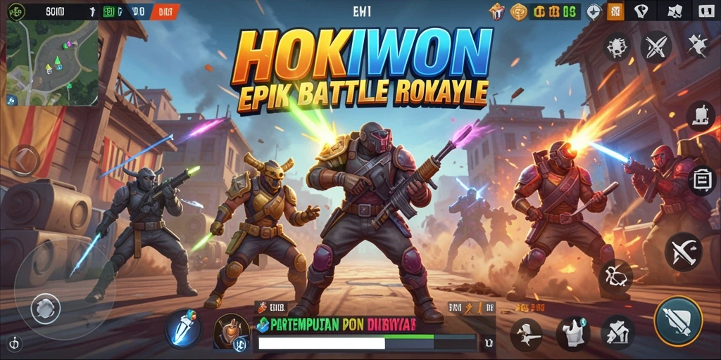 Gameplay HOKIWON yang intens dalam pertempuran Battle Royale.