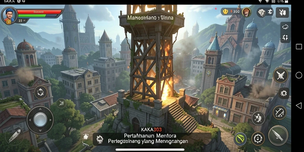 Tampilan gameplay KAKA303 dengan strategi pertahanan menara yang seru.
