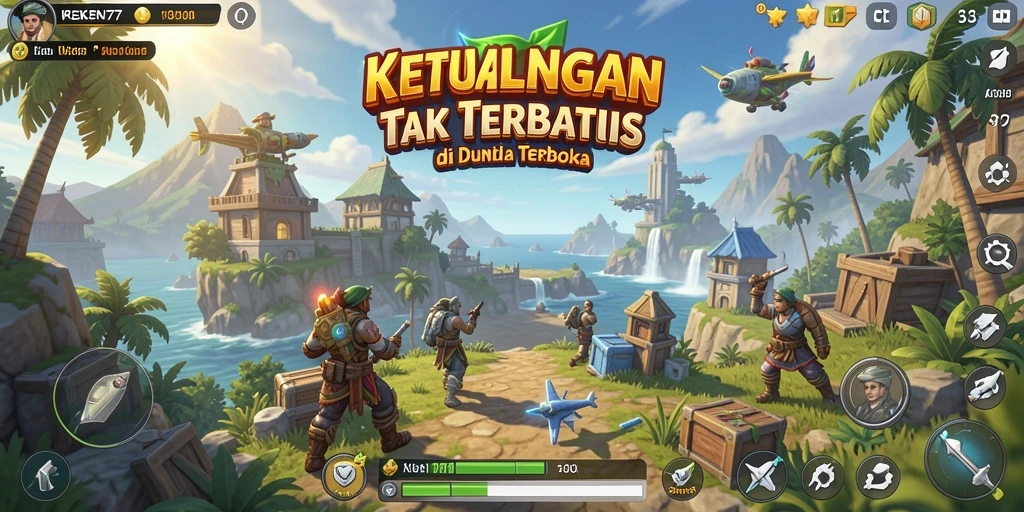 Screenshot KEREN77 menampilkan aksi petualangan di dunia terbuka.