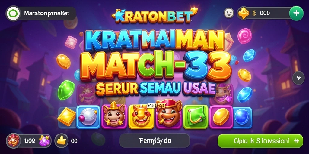 Tangkapan layar gameplay KRATONBET dengan elemen Match-3 yang menarik.