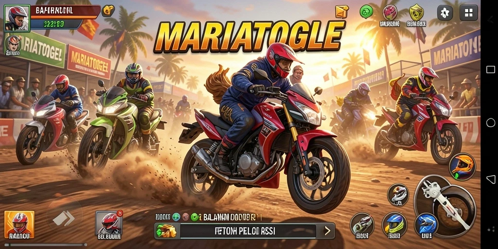 Tampilan menarik gameplay balapan motor MARIATOGEL.