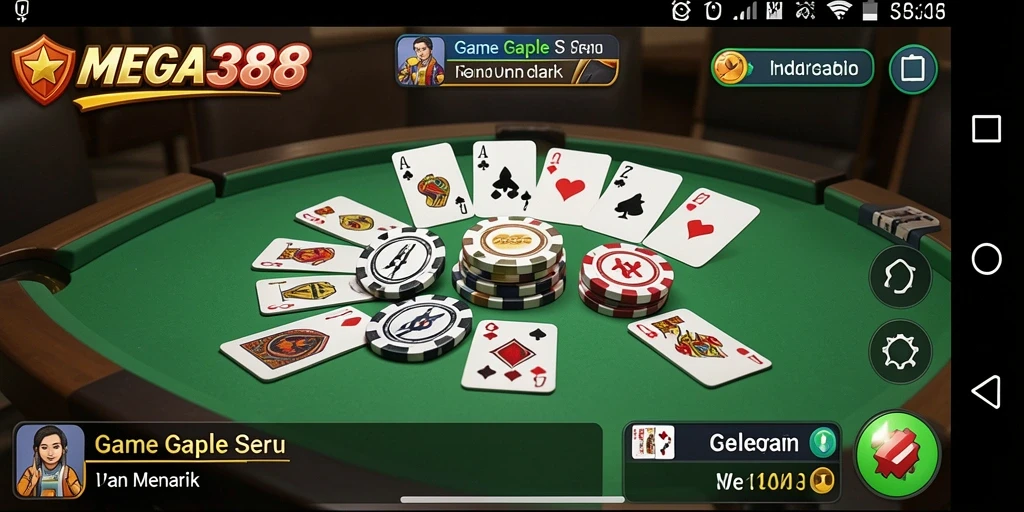 Tampilan gameplay seru dalam aplikasi Gaple MEGA388.