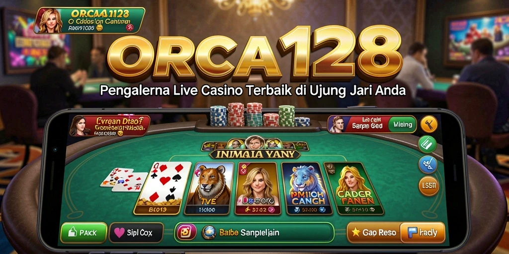 Screenshot ORCA128 menampilkan dealer live berkualitas tinggi dalam suasana kasino.