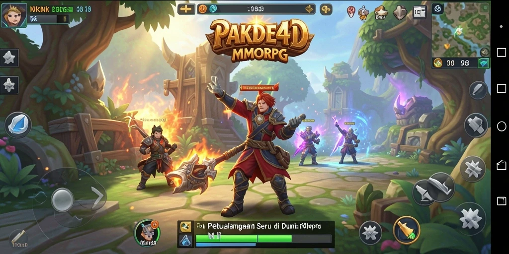 Screenshot utama PAKDE4D menunjukkan pertempuran seru dalam dunia MMORPG.