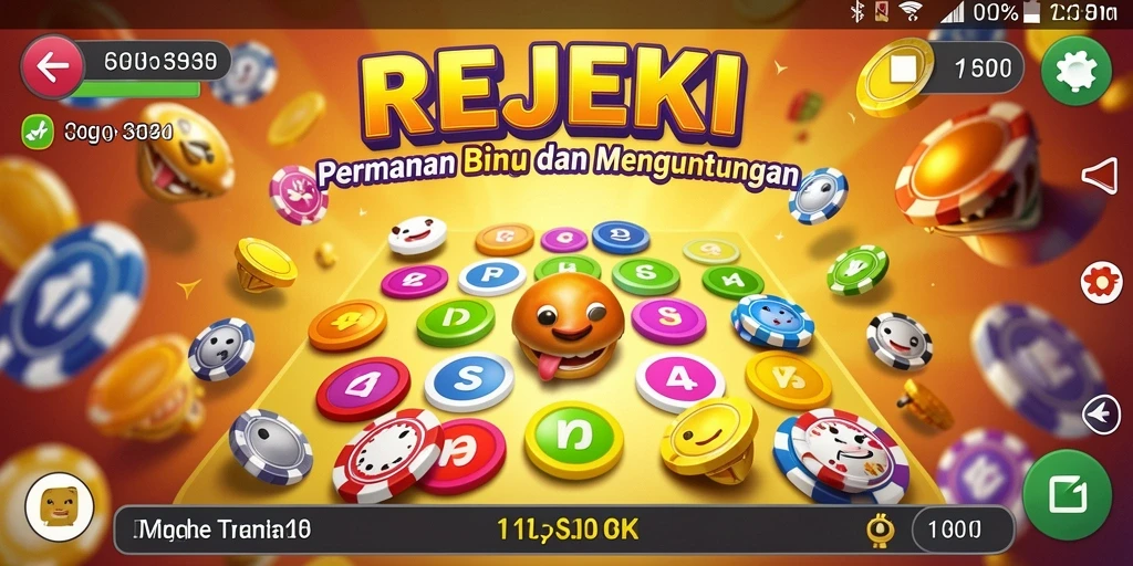 Tampilan gameplay seru dari aplikasi Bingo REJEKI yang penuh warna.