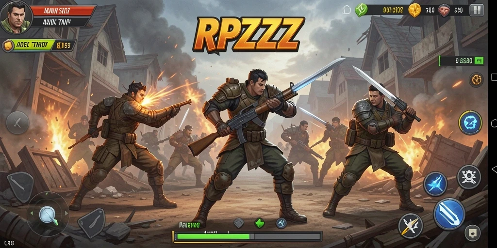 Tampilan menarik gameplay RPZZZ menunjukkan pertarungan epik di arena.