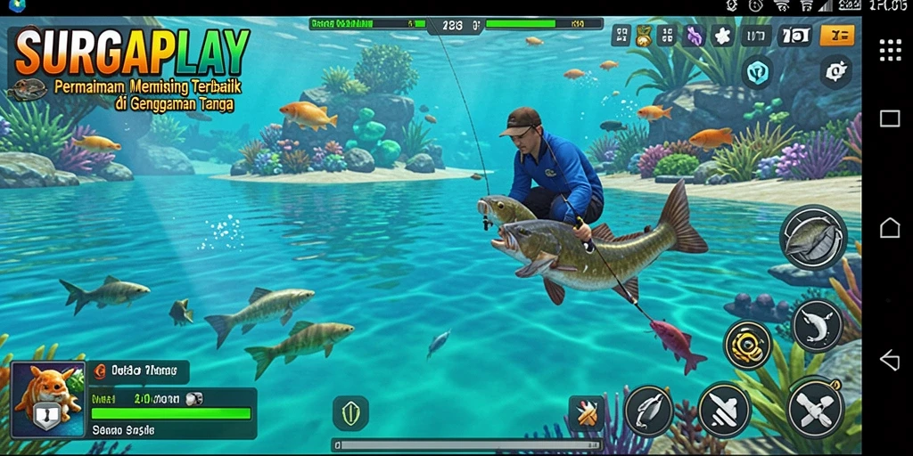 Tangkapan ikan spektakuler dalam gameplay SURGAPLAY.