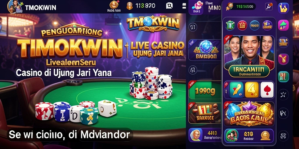 Screenshot gameplay TMOKWIN yang menampilkan dealer dan pemain dalam permainan Live Casino.